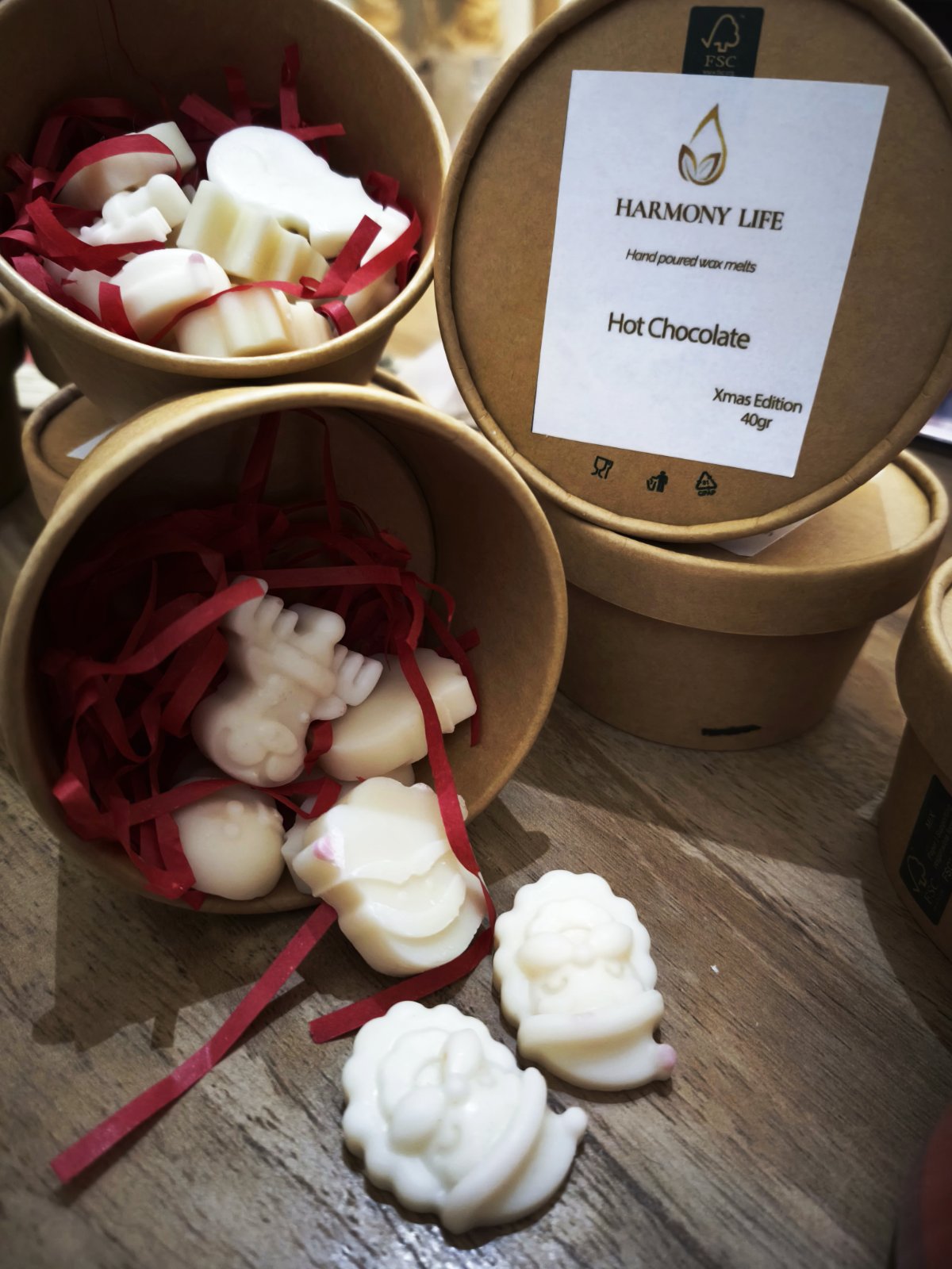 Χριστουγεννιάτικα wax melts σόγιας σε γιορτινά σχέδια